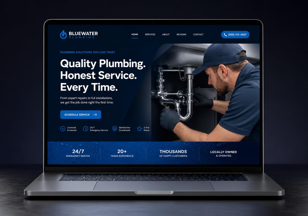 Website we designed and built for Bluewater Plumbing